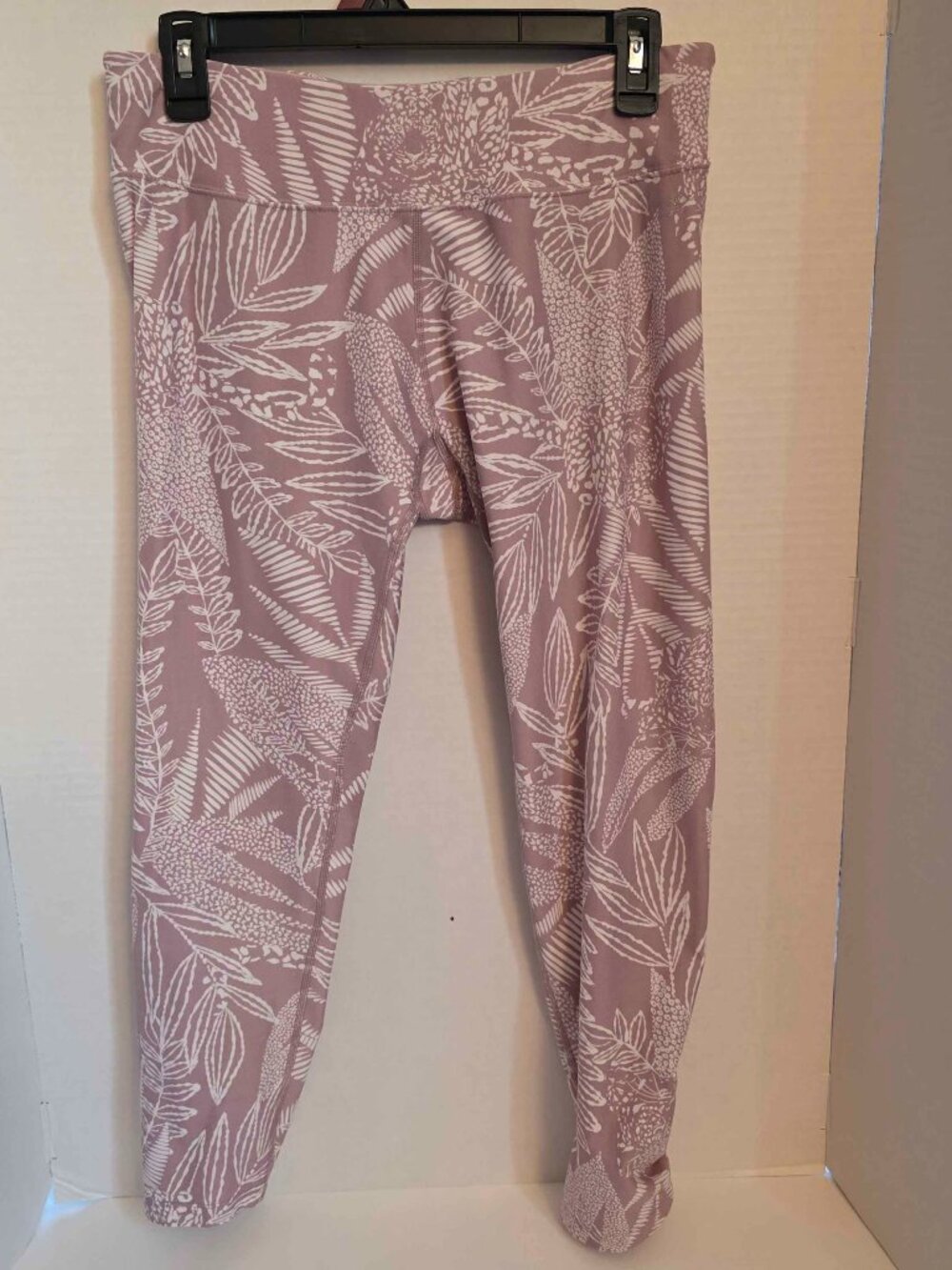 Calvin Klein Performance Leggings Womens L Mauve Leopard Palm Print Cropped